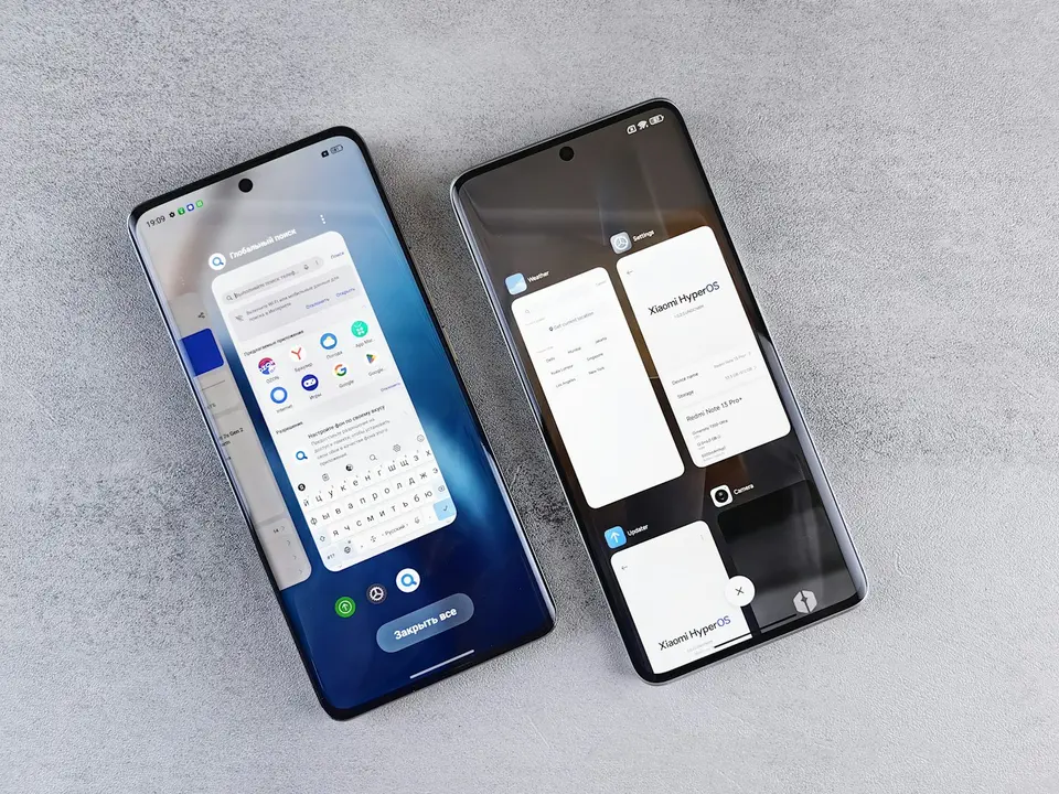 Two smartphones showing app interfaces